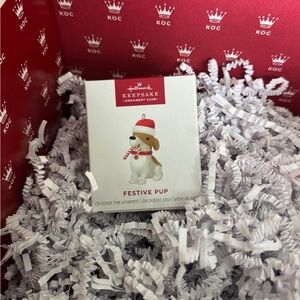 Hallmark Festive Pup Ornament with Red and White Accents